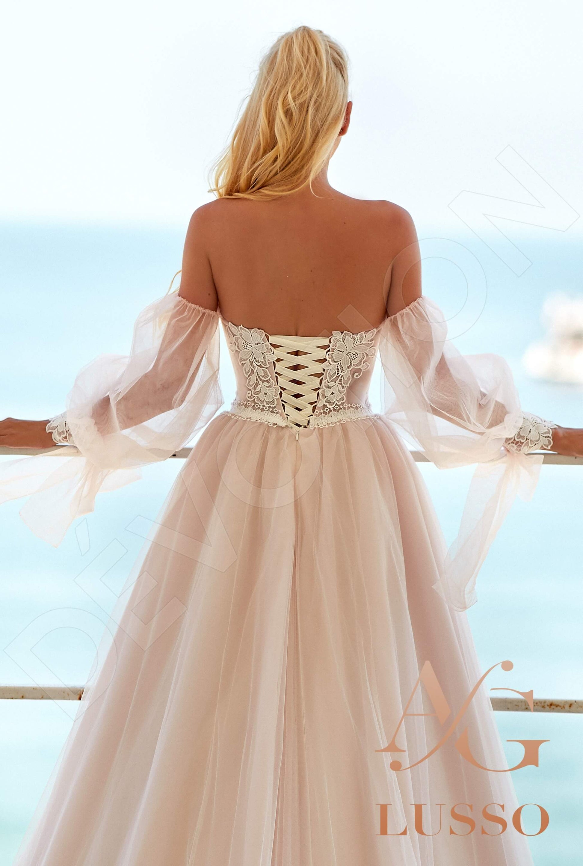 Sandy A-line Off-shoulder/Drop shoulders Lightpink Milk Wedding dress