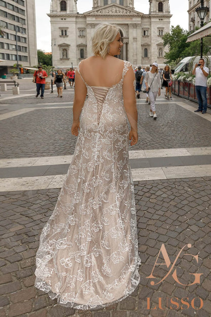 Lettie Open back Sheath/Column 3/4 sleeve Wedding Dress Back