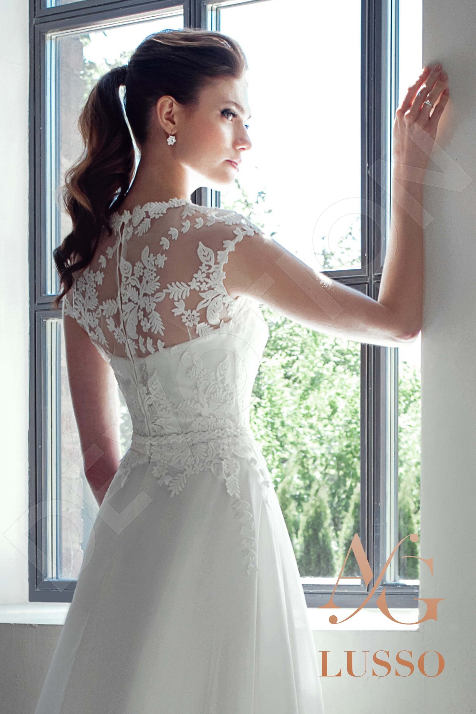 Danela A-line Jewel Ivory Wedding dress