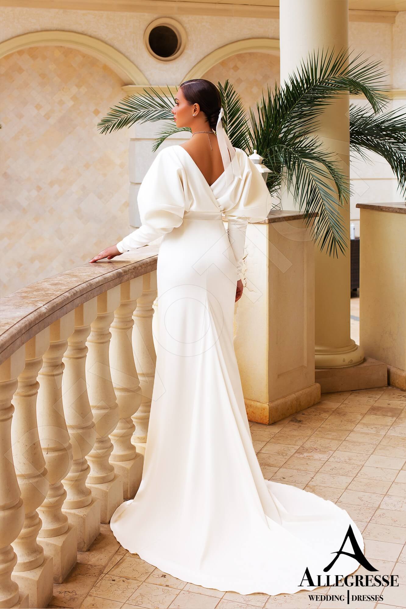 Olinda Trumpet/Mermaid V-neck Milk Wedding dress