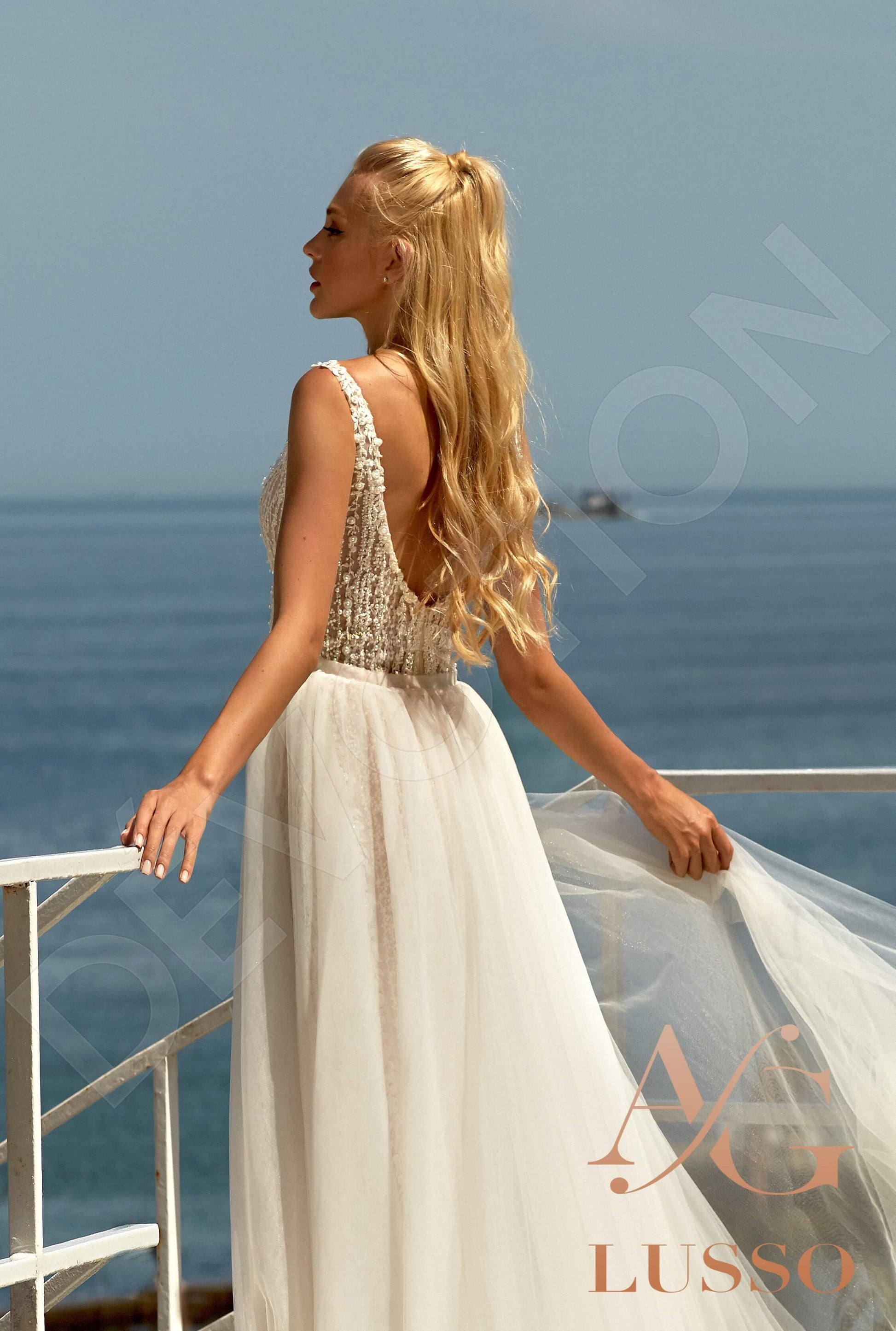 Sheila A-line V-neck Milk Wedding dress