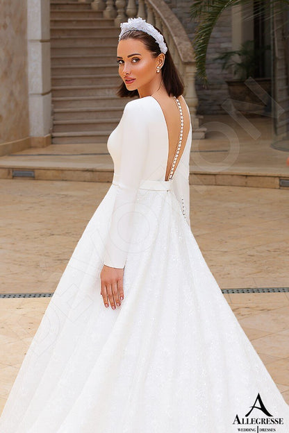 Osina Illusion back Princess/Ball Gown Long sleeve Wedding Dress 3