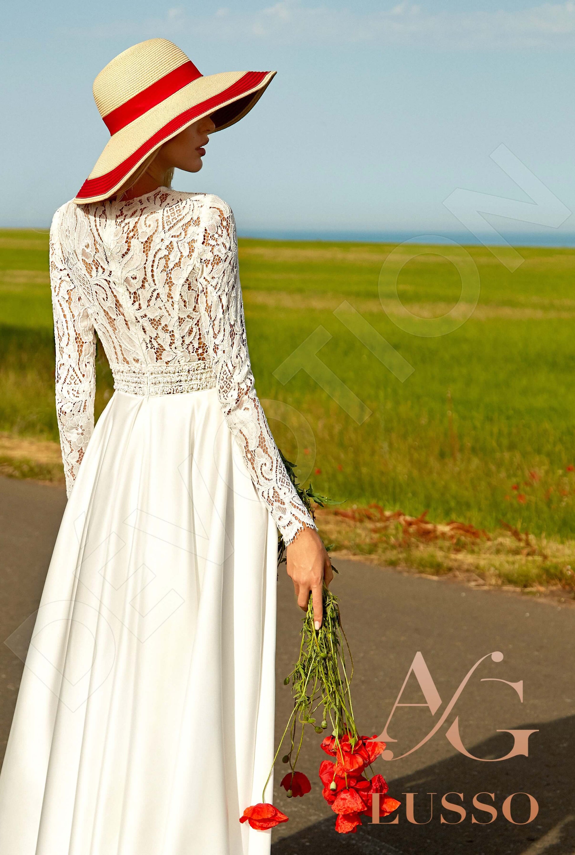 Shirley A-line Jewel Milk Wedding dress