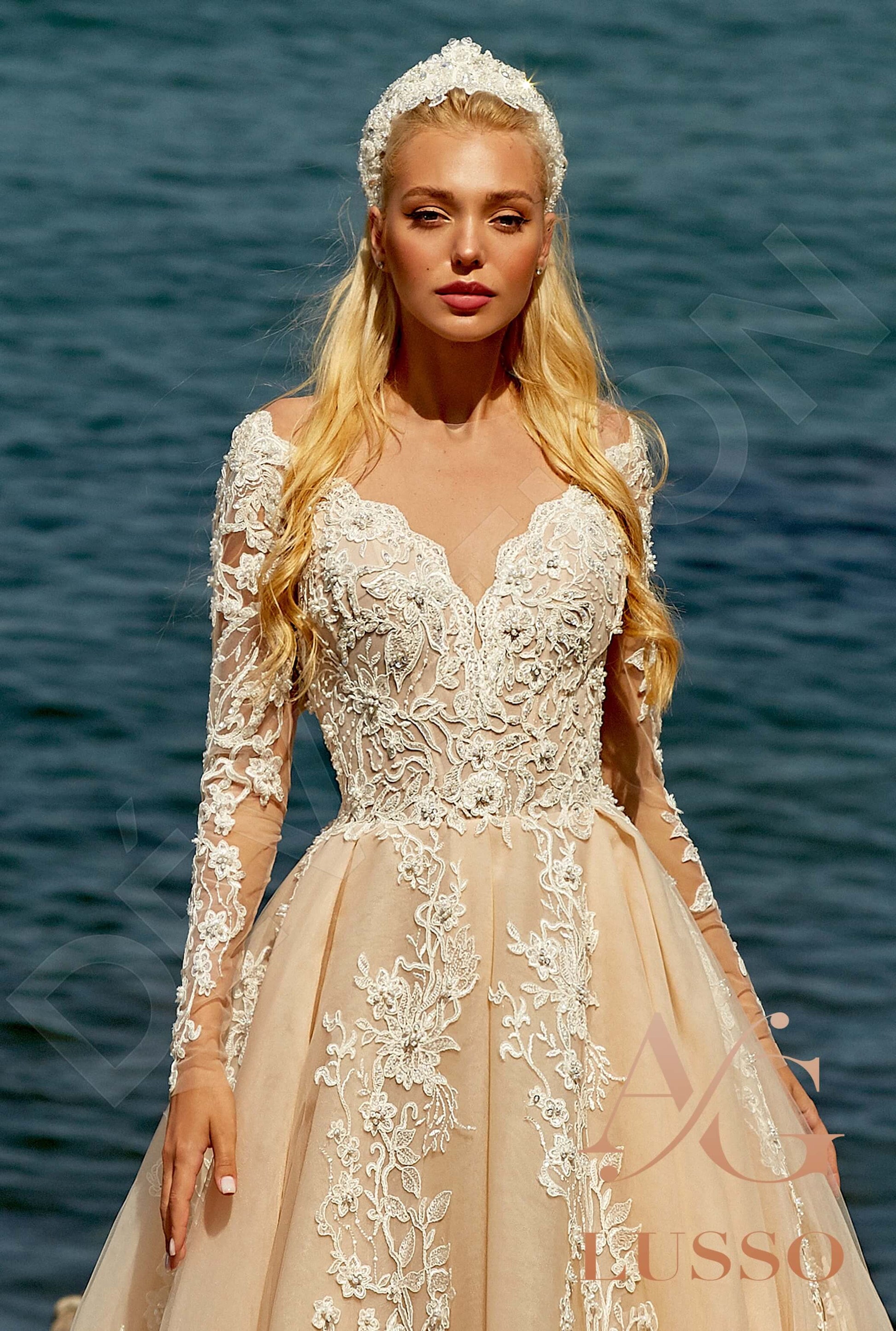 Veronica A-line Illusion Milk Nude Wedding dress