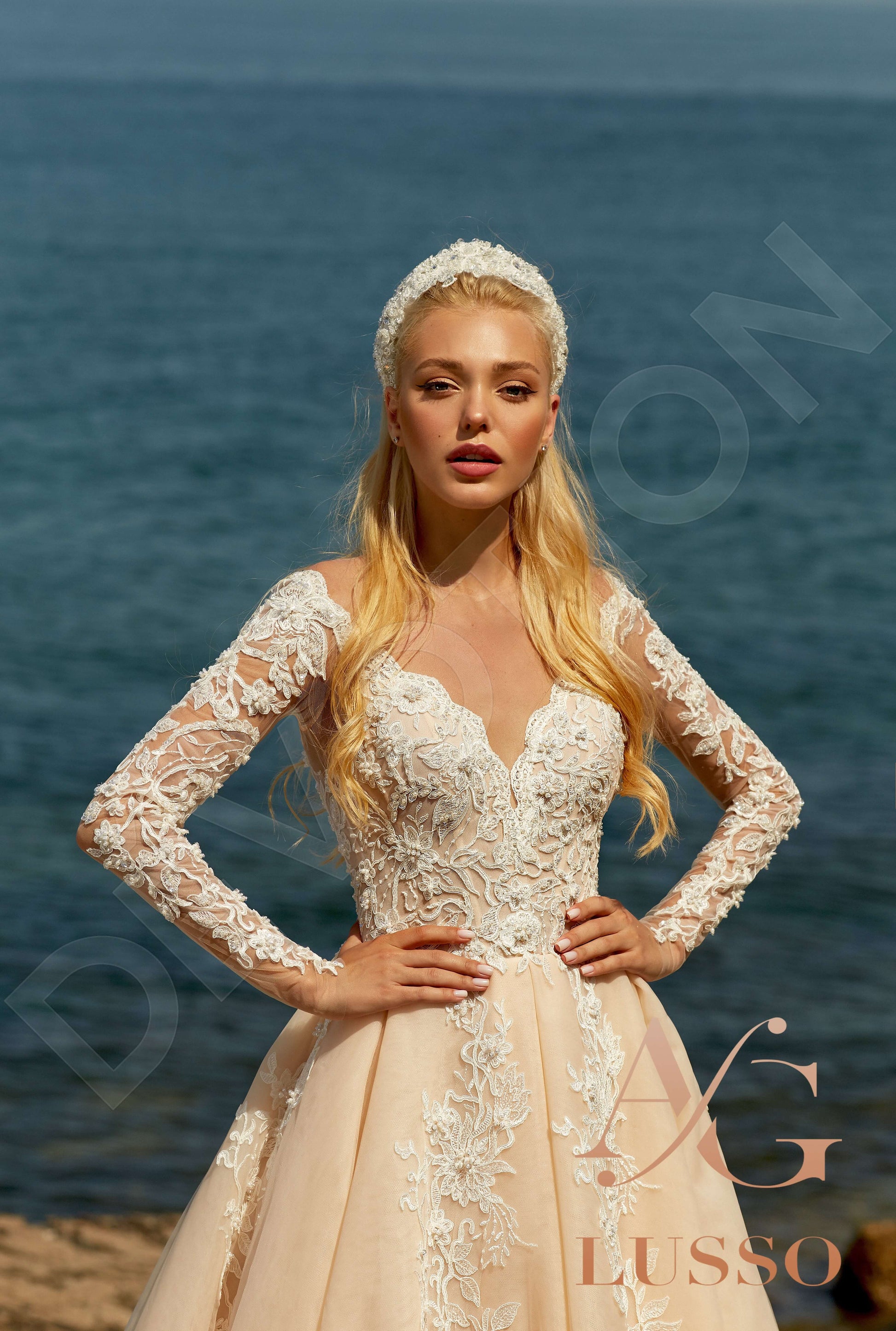 Veronica A-line Illusion Milk Nude Wedding dress