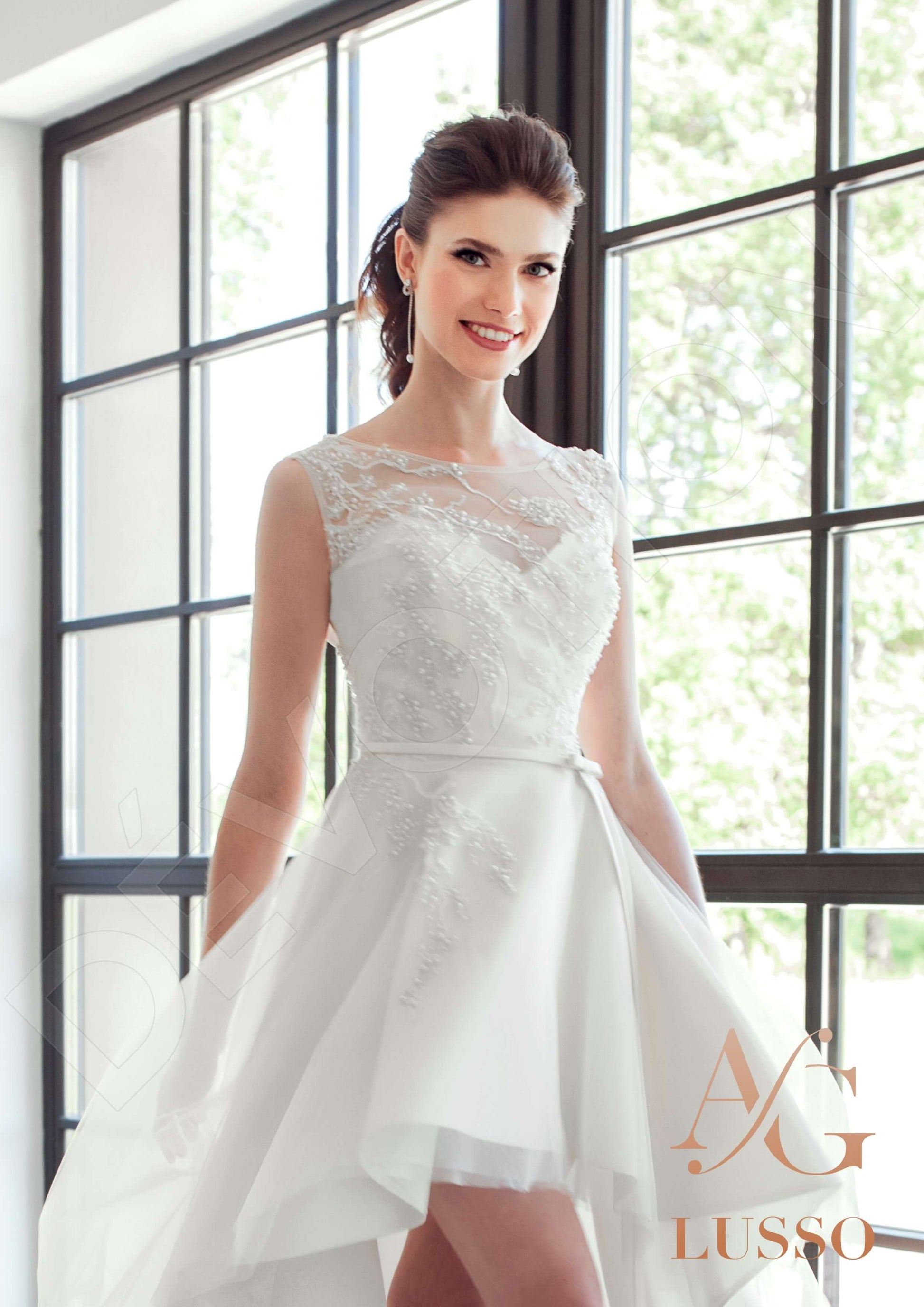 Elen A-line Boat/Bateau Mediumivory Wedding dress