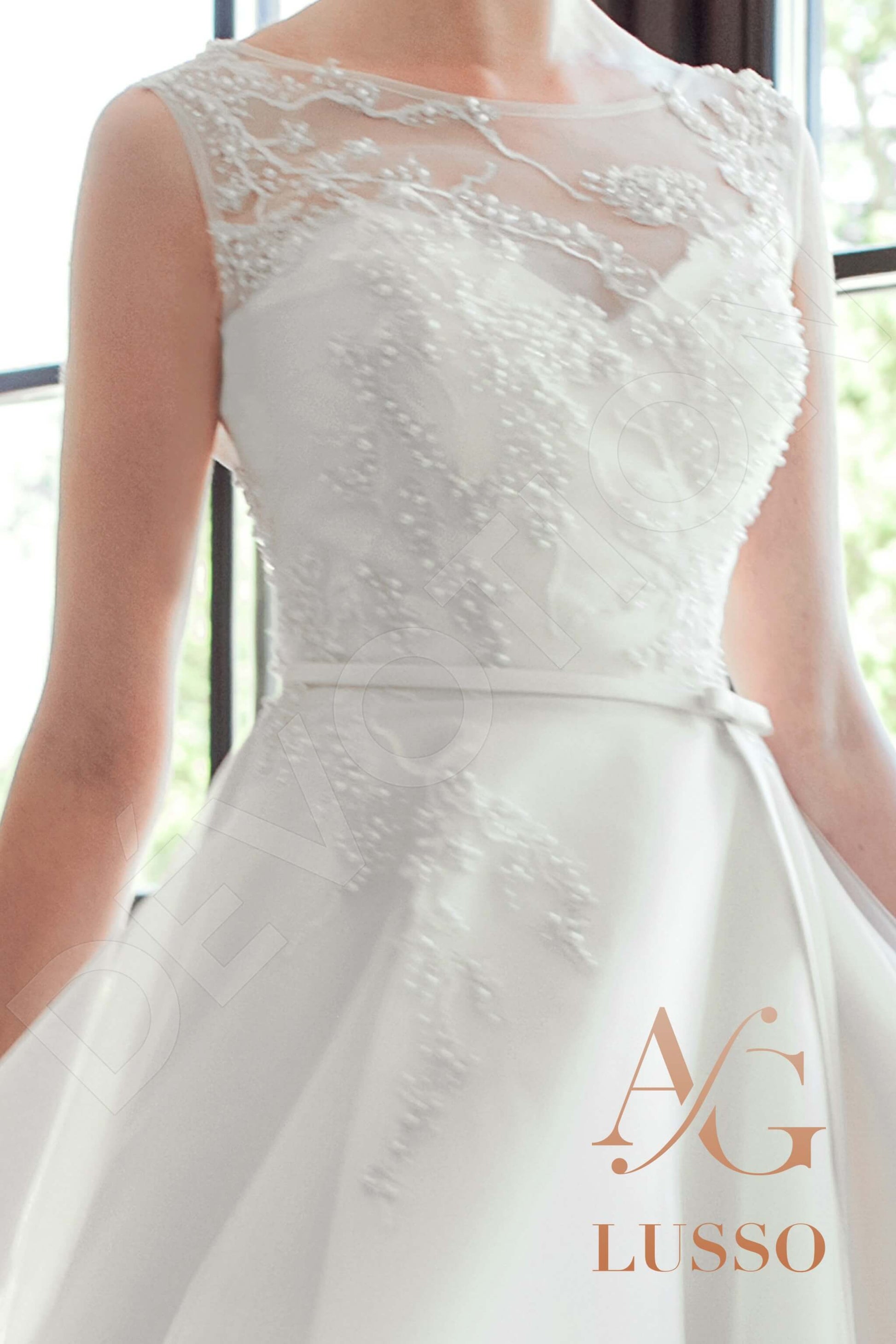 Elen A-line Boat/Bateau Mediumivory Wedding dress