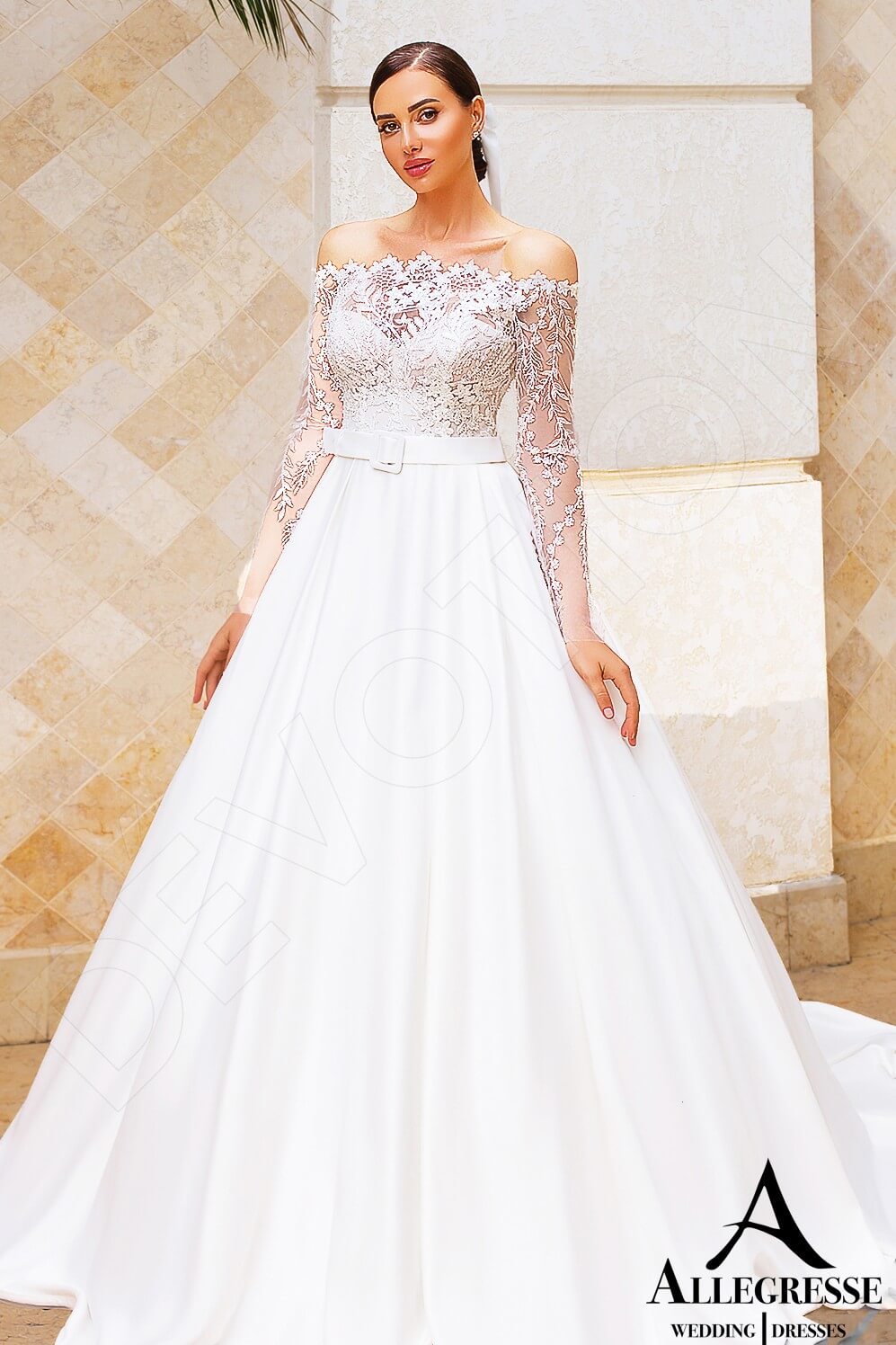 Melina Princess/Ball Gown Off-shoulder/Drop shoulders Milk Cappuccino Wedding dress