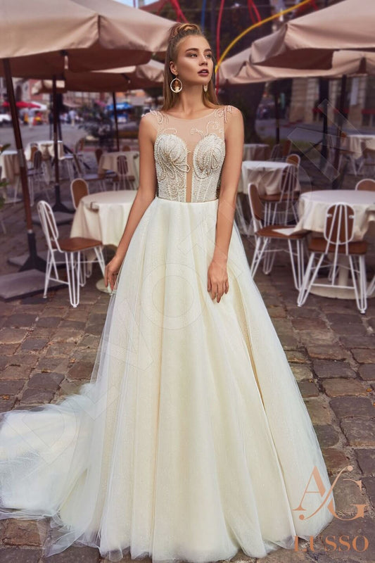 Adelfine A-line Illusion Milk Wedding dress