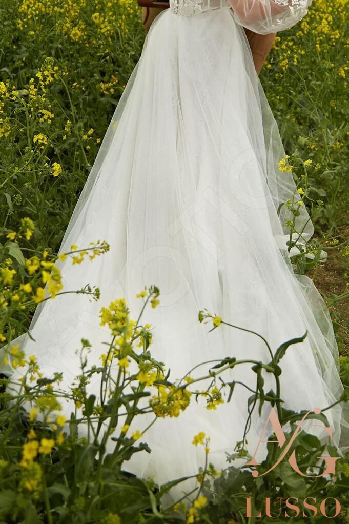 Aganea A-line Boat/Bateau Milk Wedding dress