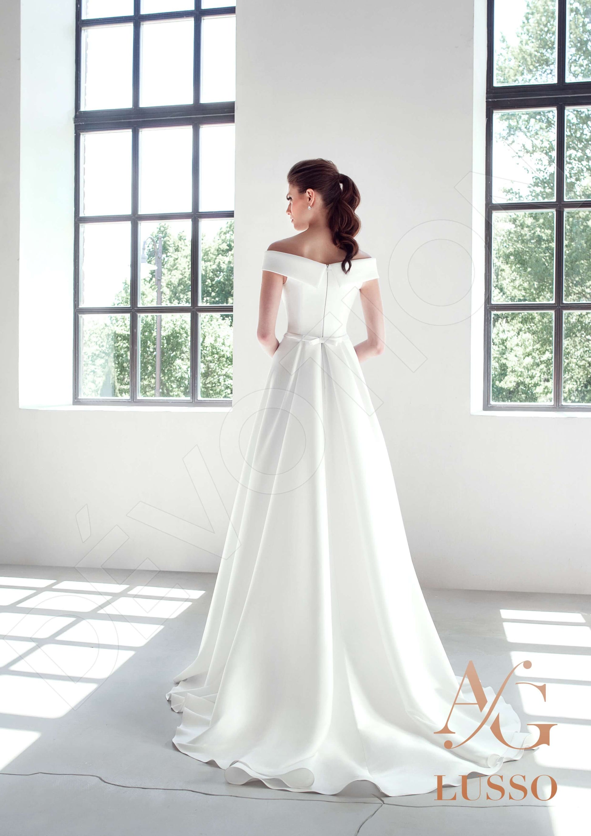 Polini A-line Off-shoulder/Drop shoulders Lightivory Wedding dress