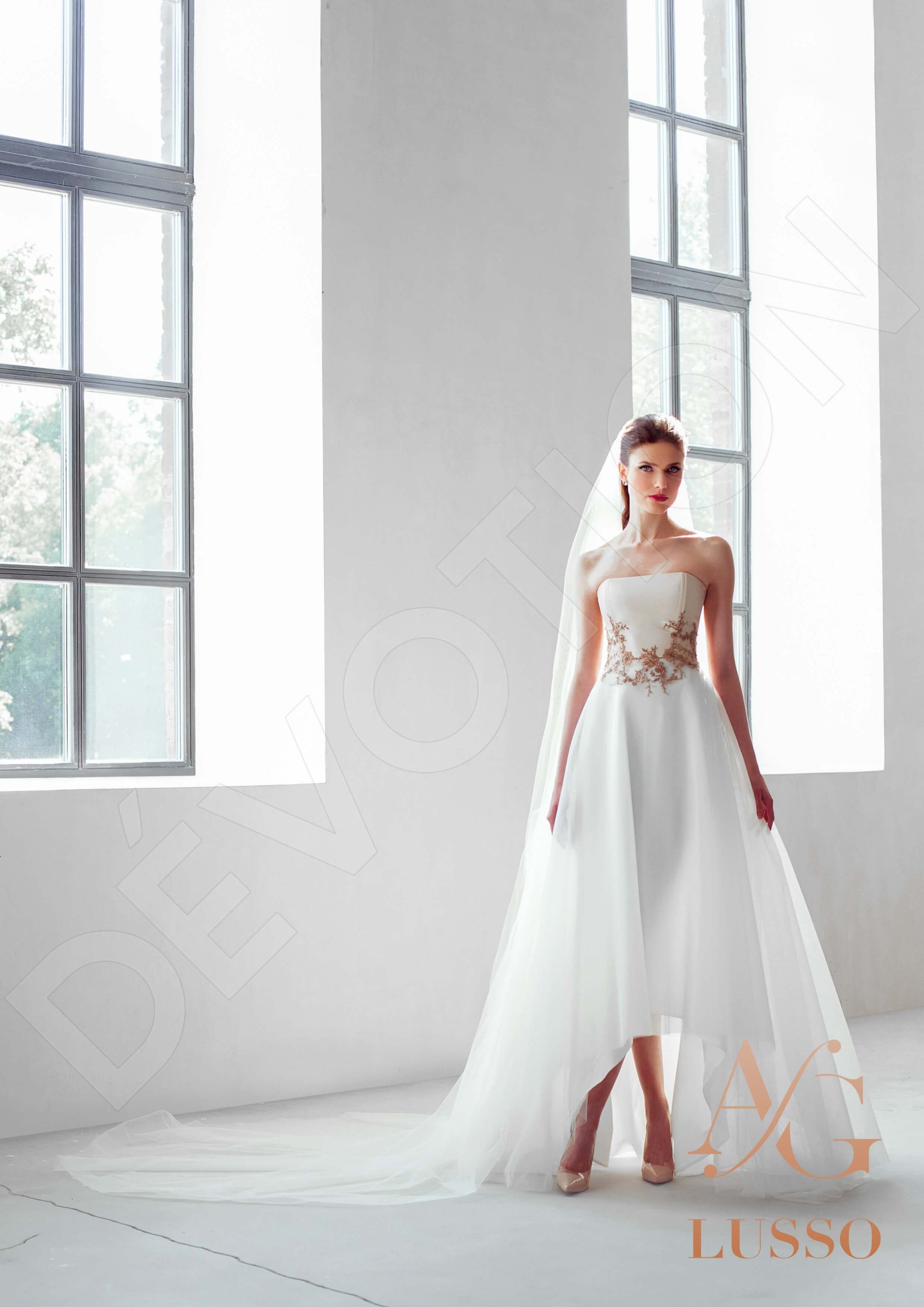 Salmar A-line Straight across Champagne Mediumivory Cappuccino Wedding dress