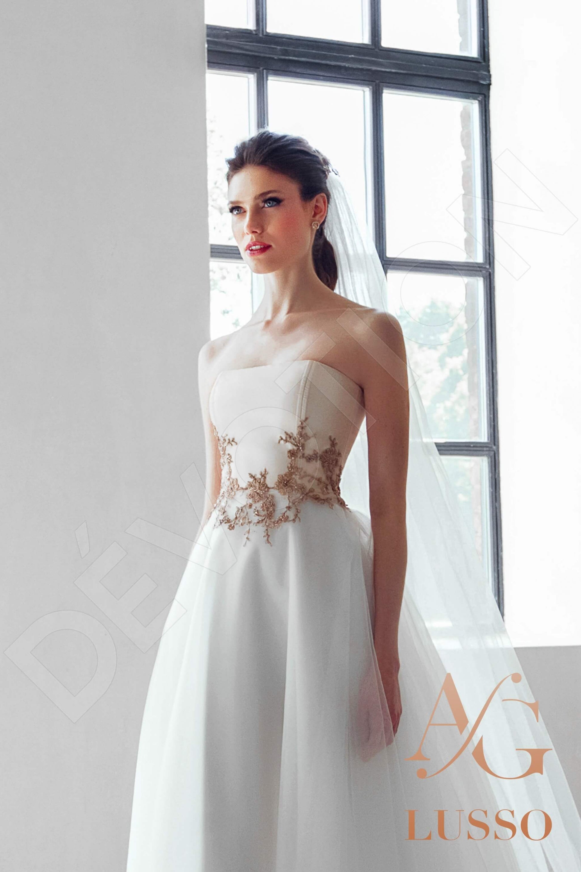 Salmar A-line Straight across Champagne Mediumivory Cappuccino Wedding dress