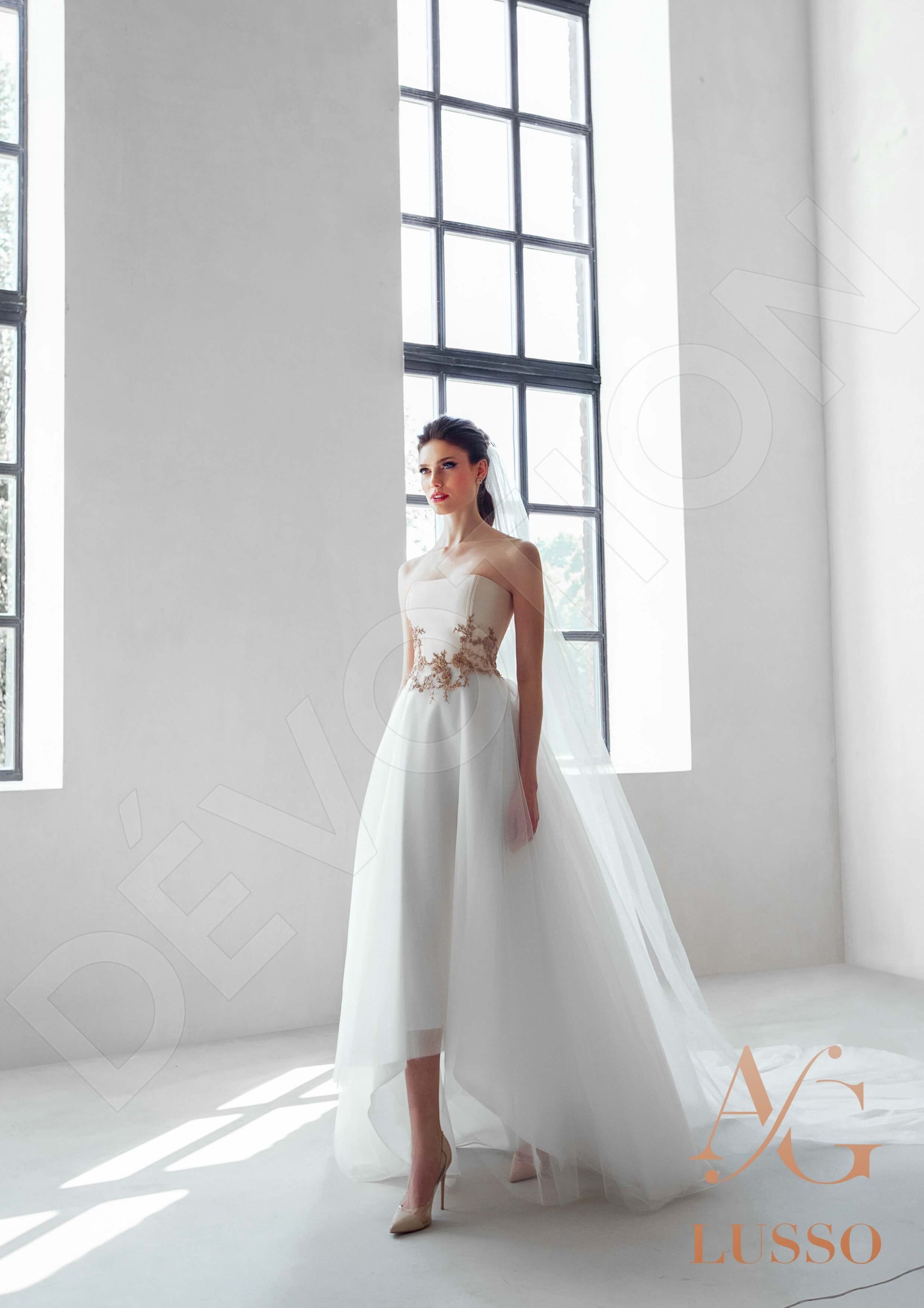 Salmar A-line Straight across Champagne Mediumivory Cappuccino Wedding dress