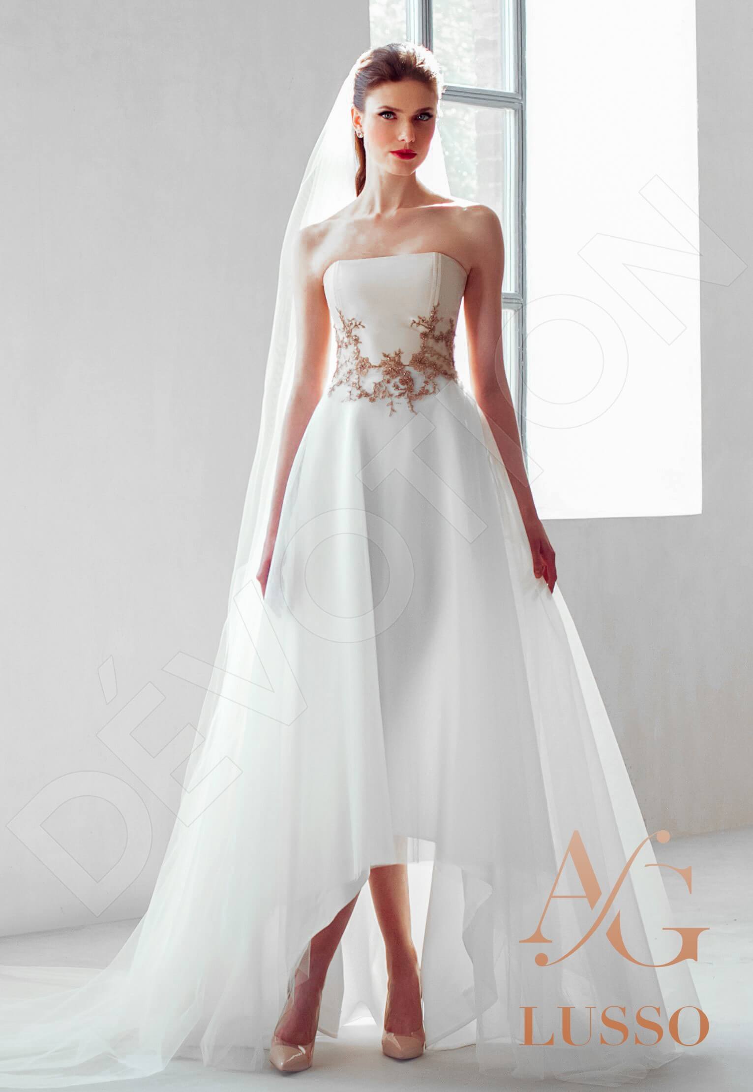 Salmar A-line Straight across Champagne Mediumivory Cappuccino Wedding dress