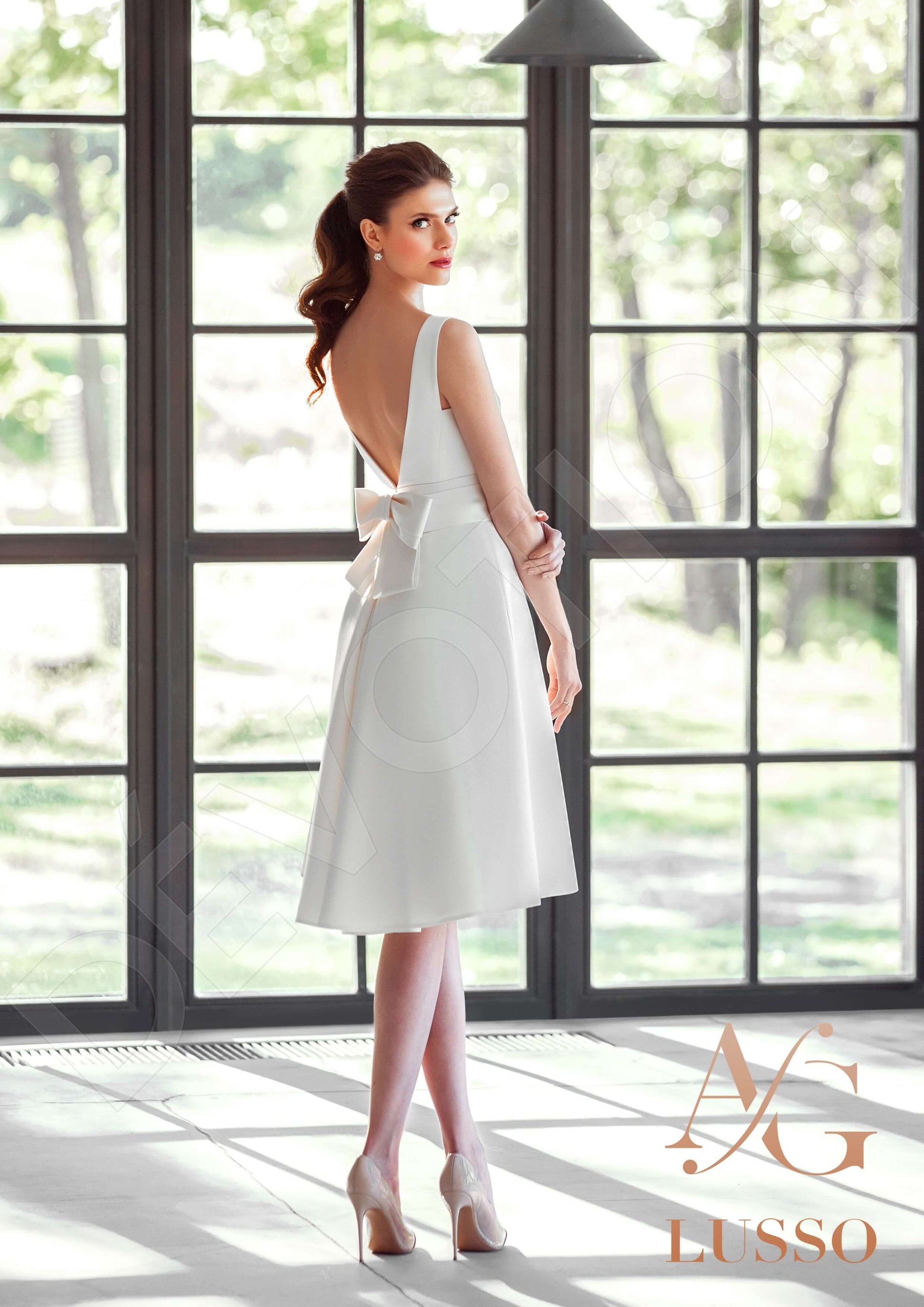 Dinisia mini A-line V-neck Darkivory Wedding dress