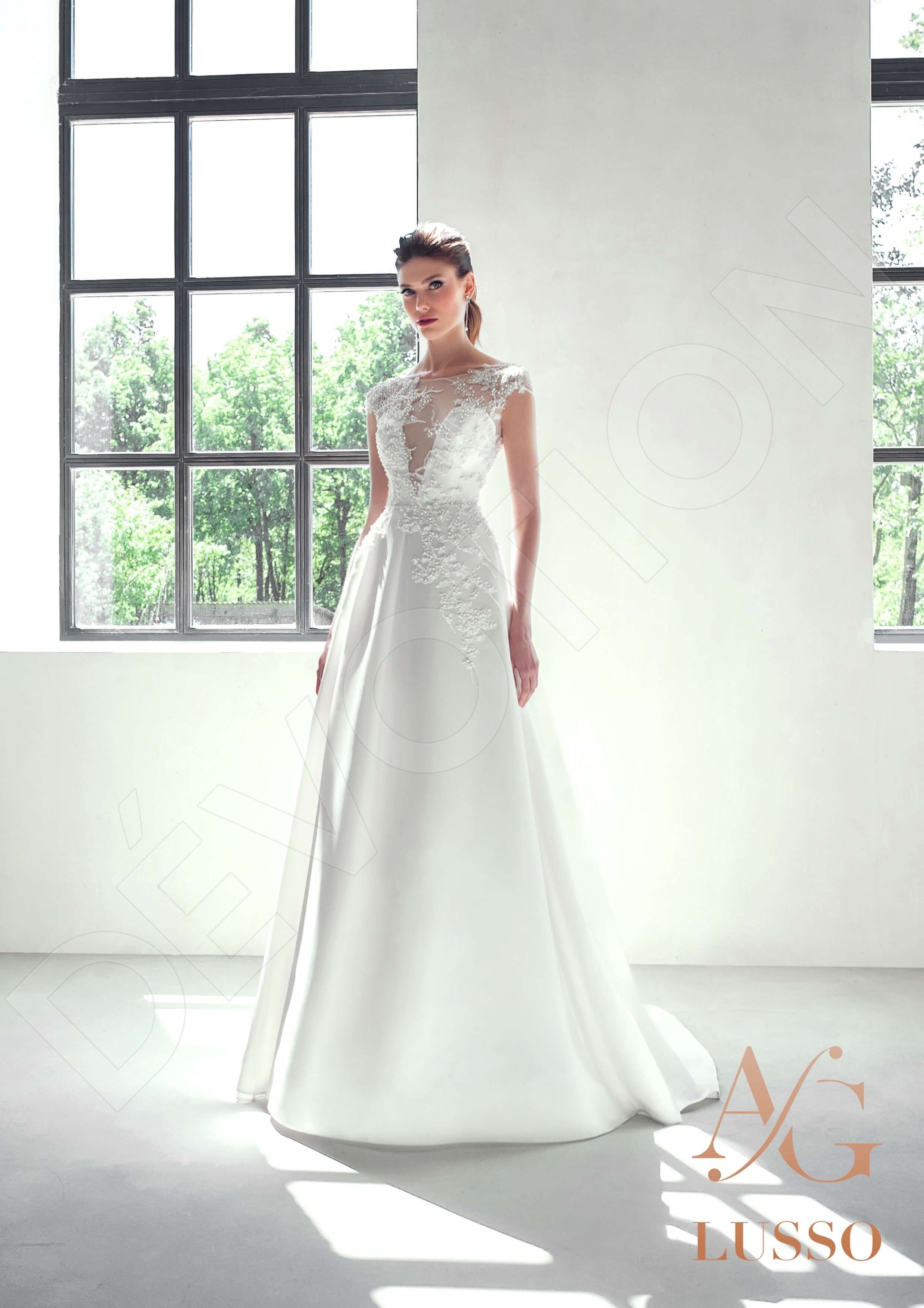 Samie A-line Boat/Bateau Darkivory Wedding dress