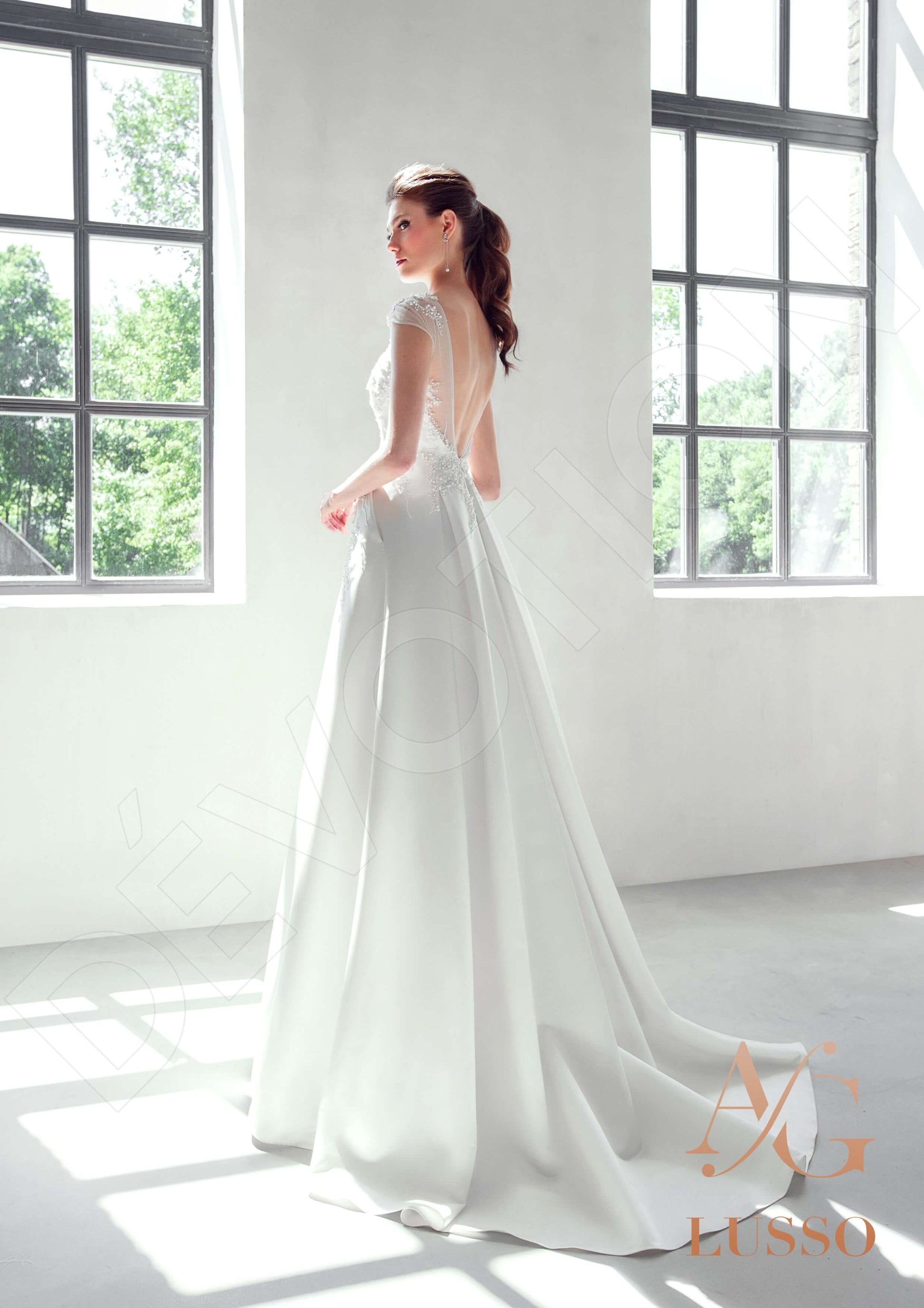 Samie A-line Boat/Bateau Darkivory Wedding dress