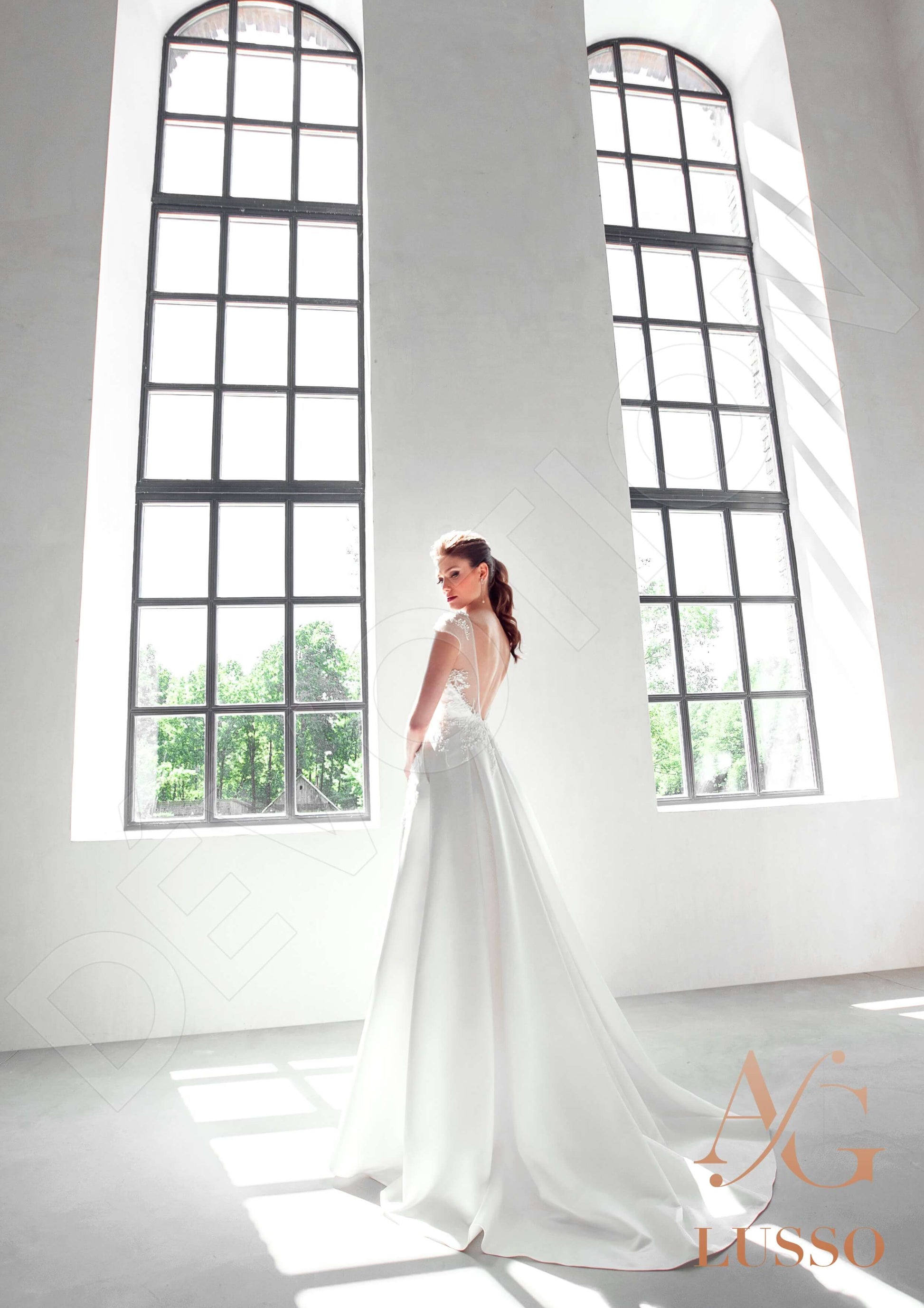 Samie A-line Boat/Bateau Darkivory Wedding dress