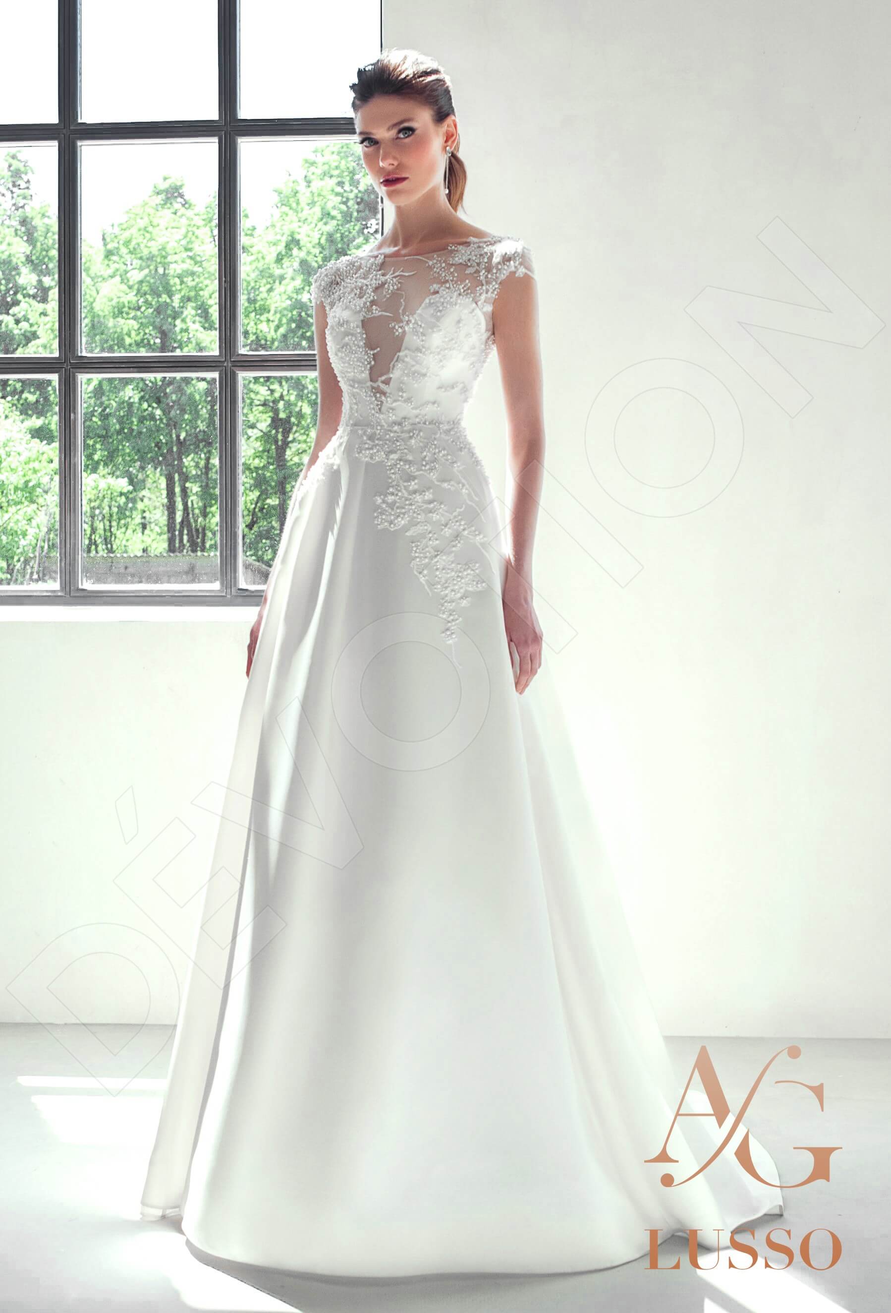 Samie A-line Boat/Bateau Darkivory Wedding dress