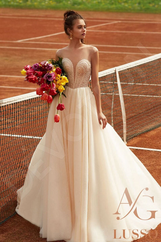 Kapris A-line Illusion Milk Nude Wedding dress