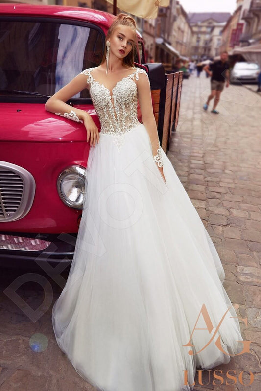 Korneliya A-line Illusion Milk Wedding dress