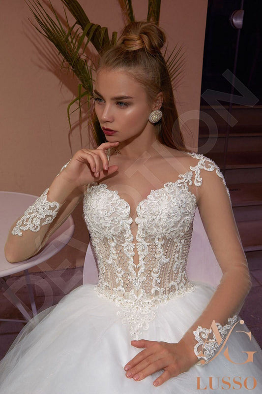 Korneliya A-line Illusion Milk Wedding dress