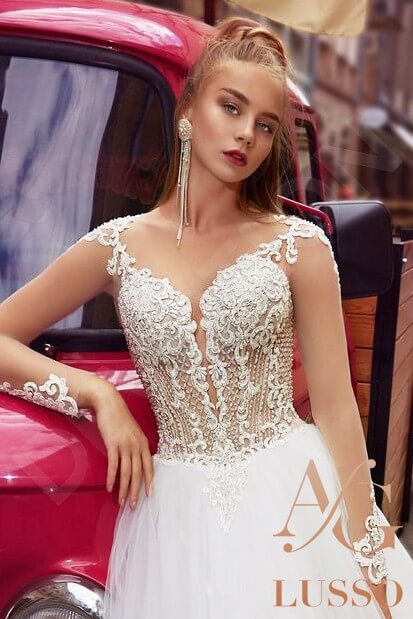 Korneliya A-line Illusion Milk Wedding dress