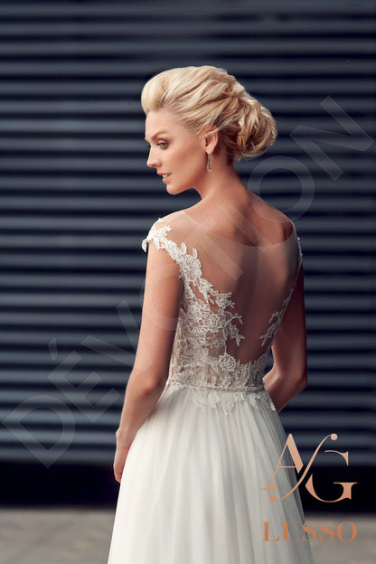 Vergaria Illusion back A-line Short/ Cap sleeve Wedding Dress Back