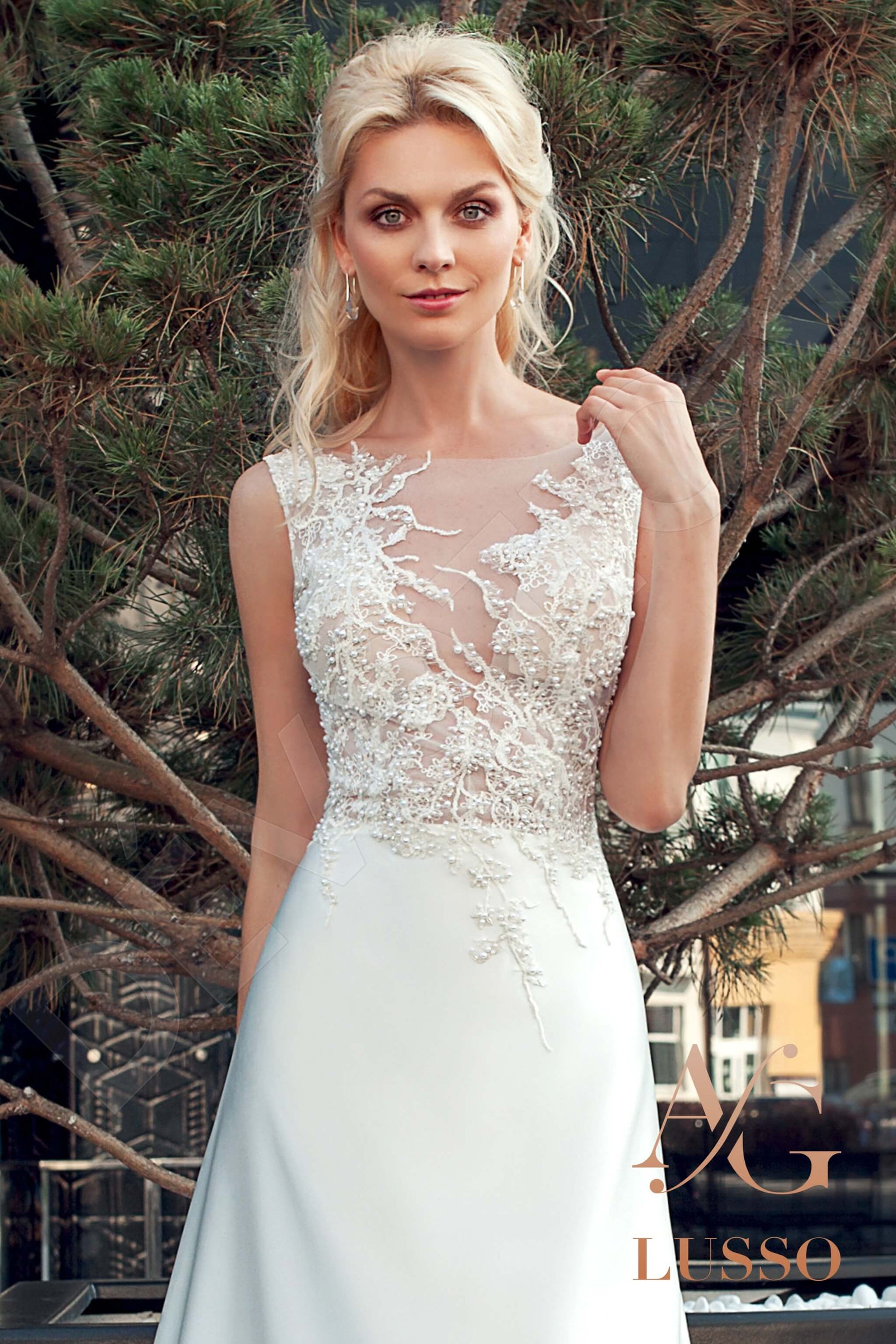 Molea A-line Boat/Bateau Ivory Wedding dress