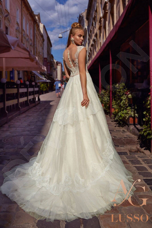 Lanonia A-line Illusion Milk Powder Wedding dress