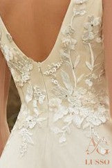 Lavinia A-line Boat/Bateau Milk Cream Wedding dress