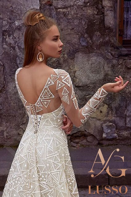 Zaline Open back A-line Long sleeve Wedding Dress 3