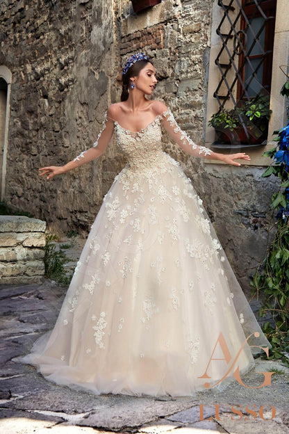 Letta 3/4 sleeve Princess/Ball Gown Open back Wedding Dress 8