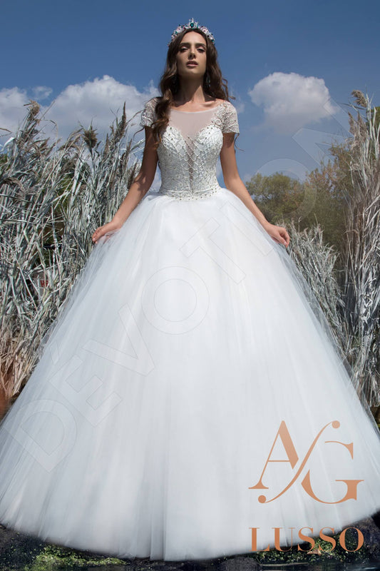 Sagel Princess/Ball Gown Boat/Bateau White Wedding dress