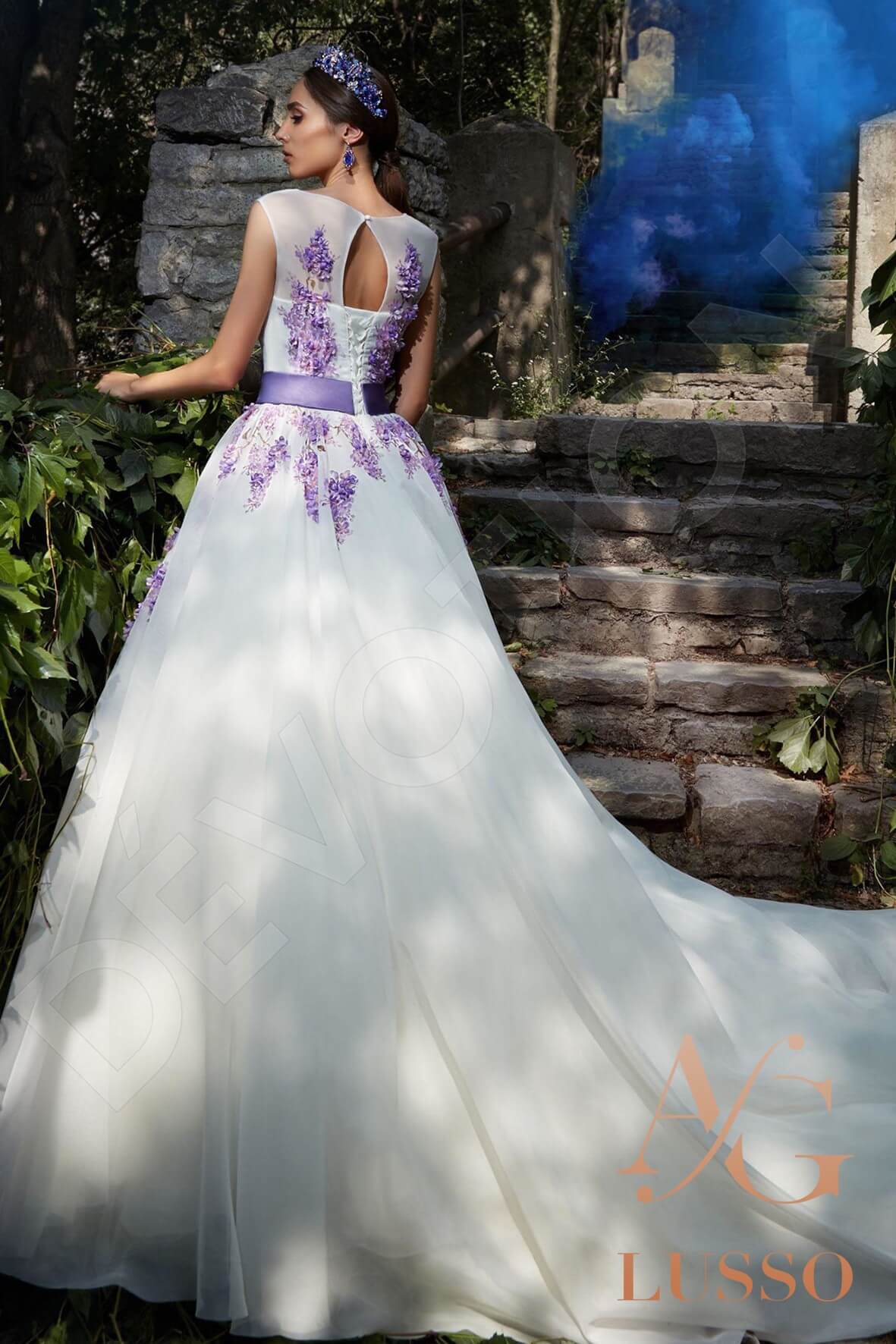 Leontina A-line Jewel White Lightviolet Wedding dress