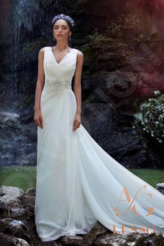 Piera A-line V-neck White Wedding dress