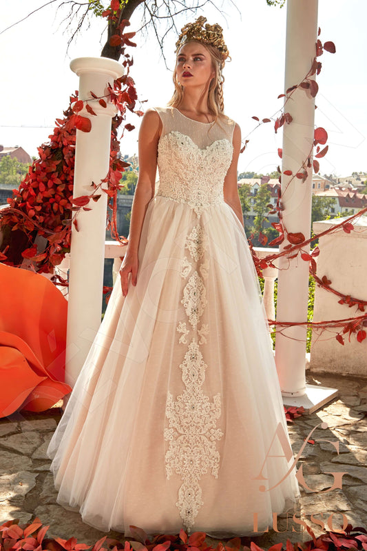 Dilma A-line Jewel Cream Wedding dress