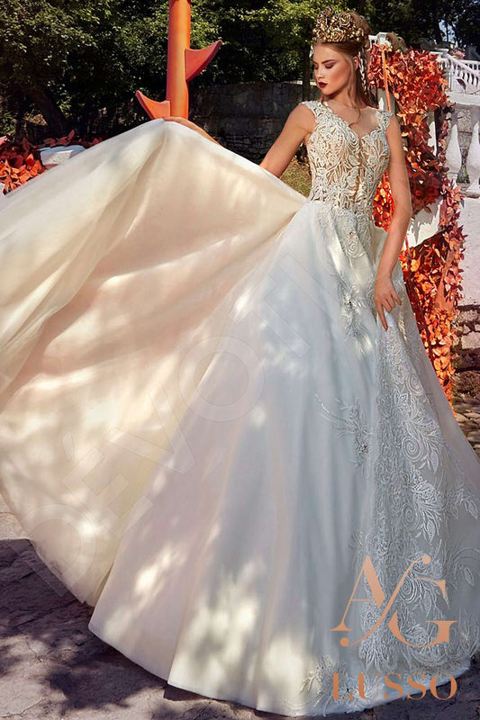 Darla A-line Illusion Milk Wedding dress