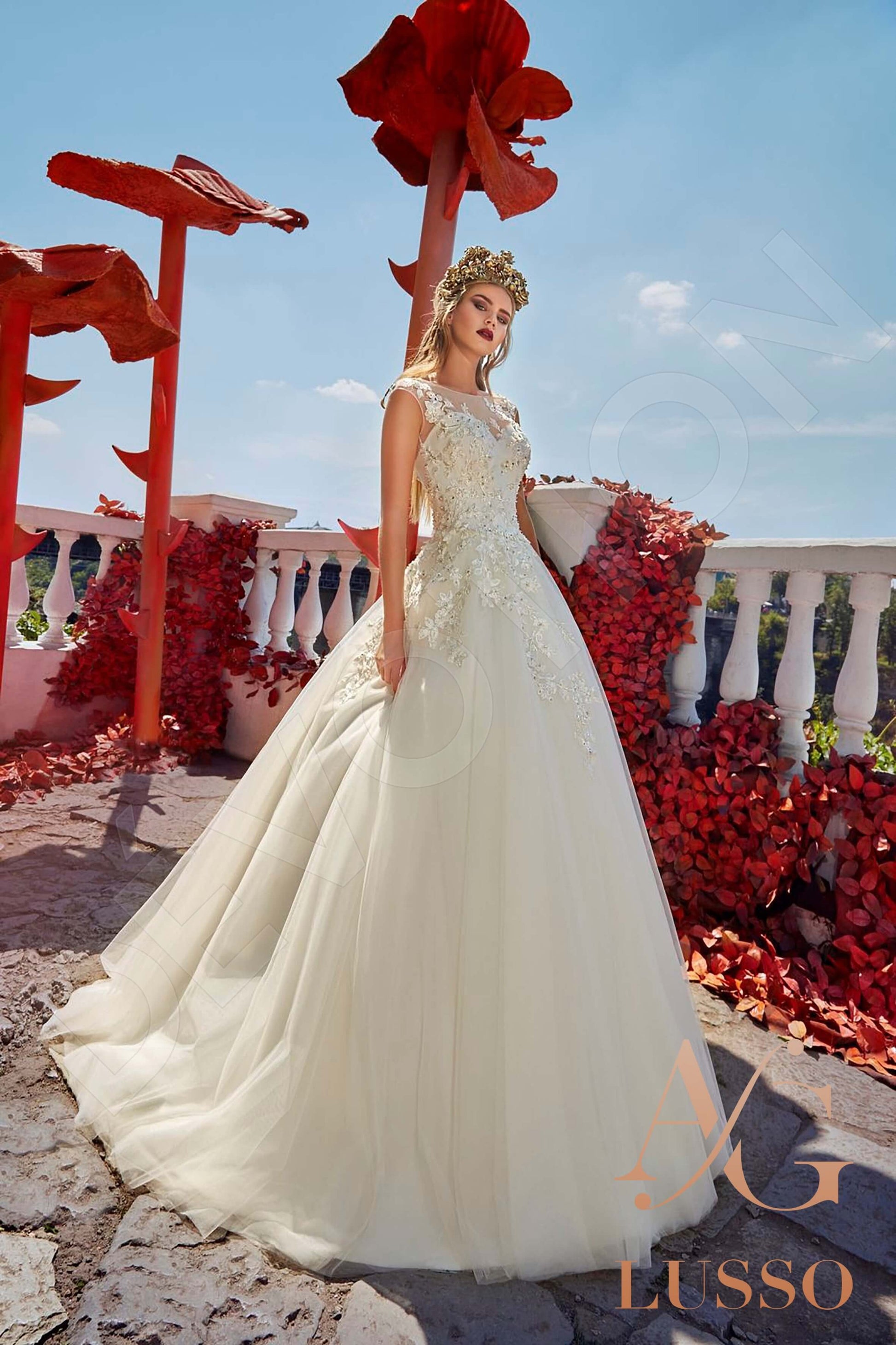 Keyra Princess/Ball Gown Boat/Bateau Milk Wedding dress