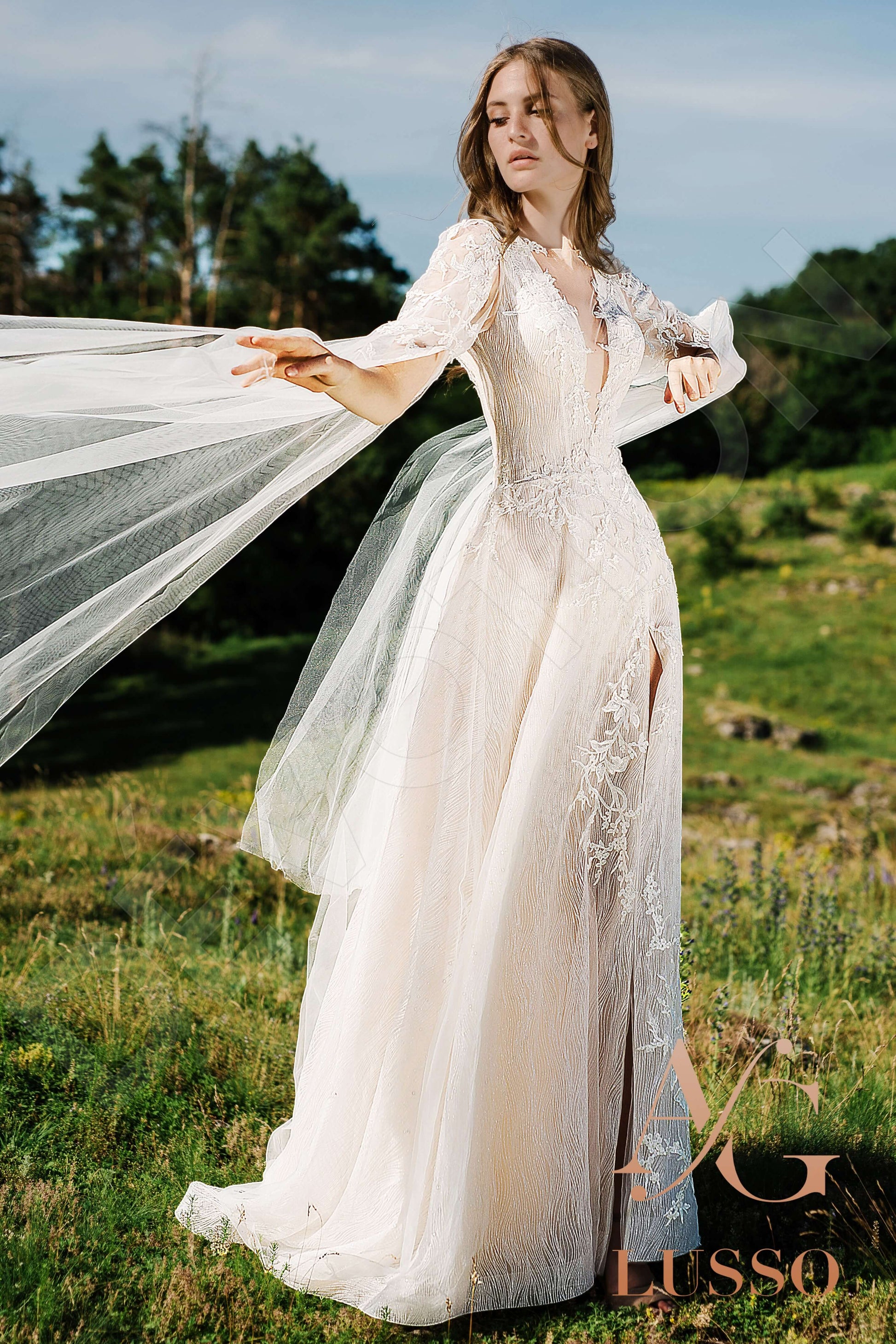 Bisa A-line Illusion Ivory Wedding dress