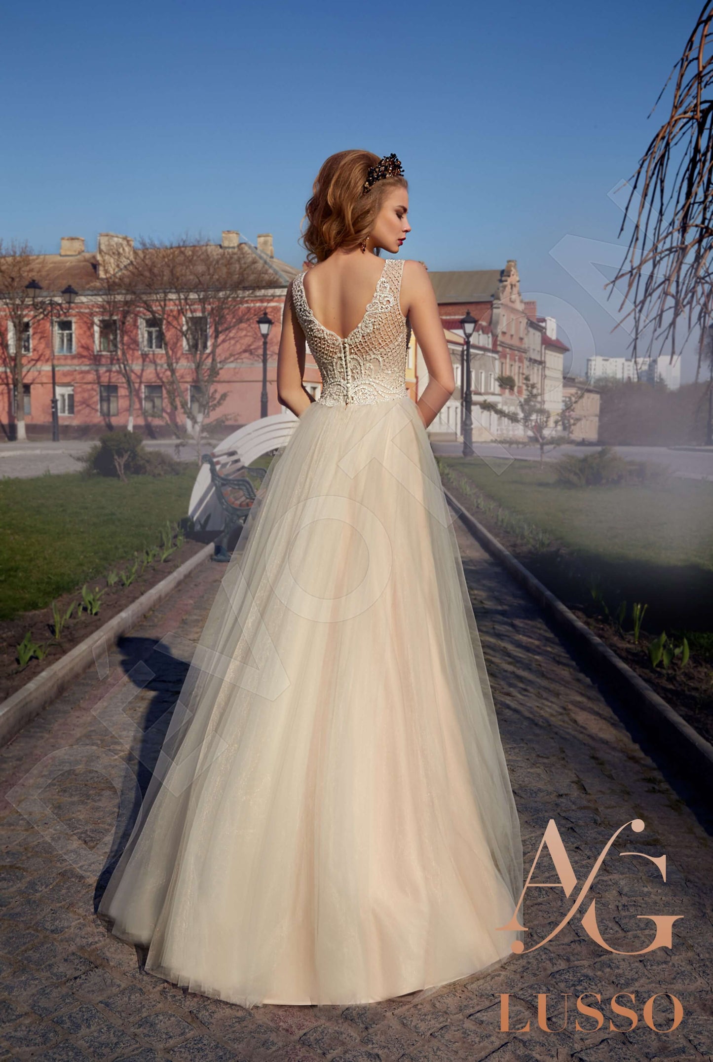 Mirtha Open back A-line Sleeveless Wedding Dress Back