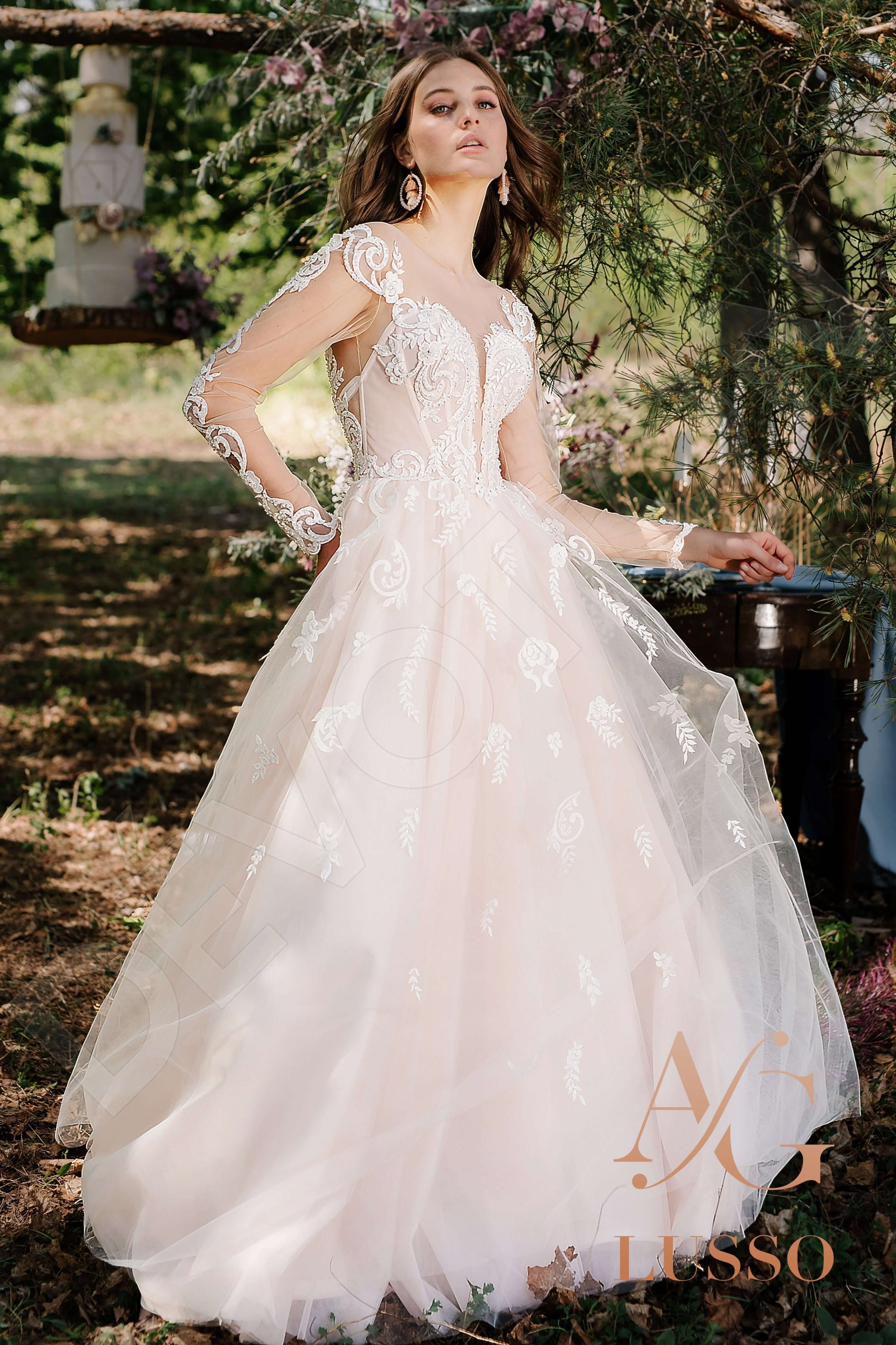 Adora A-line Illusion Lightpeach Wedding dress