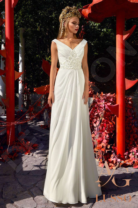 Anita A-line V-neck Milk Wedding dress