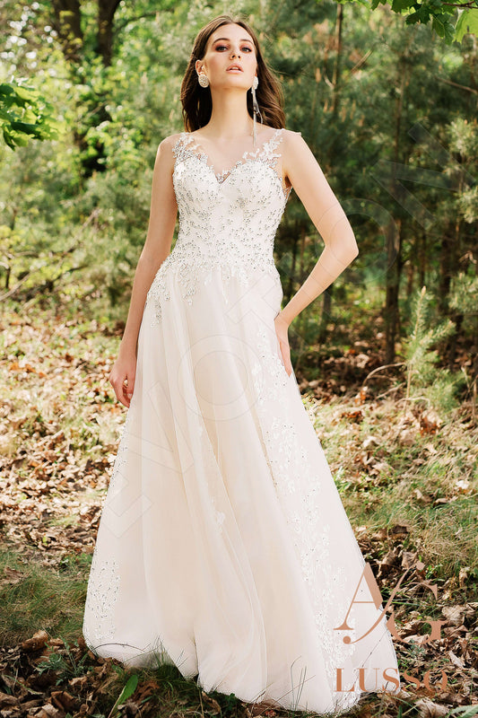 Ahava A-line Illusion Ivory Wedding dress