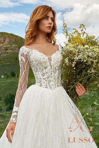 Nadina Lace up back Princess/Ball Gown Long sleeve Wedding Dress 3