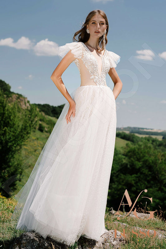 Edwina A-line Illusion Ivory Wedding dress