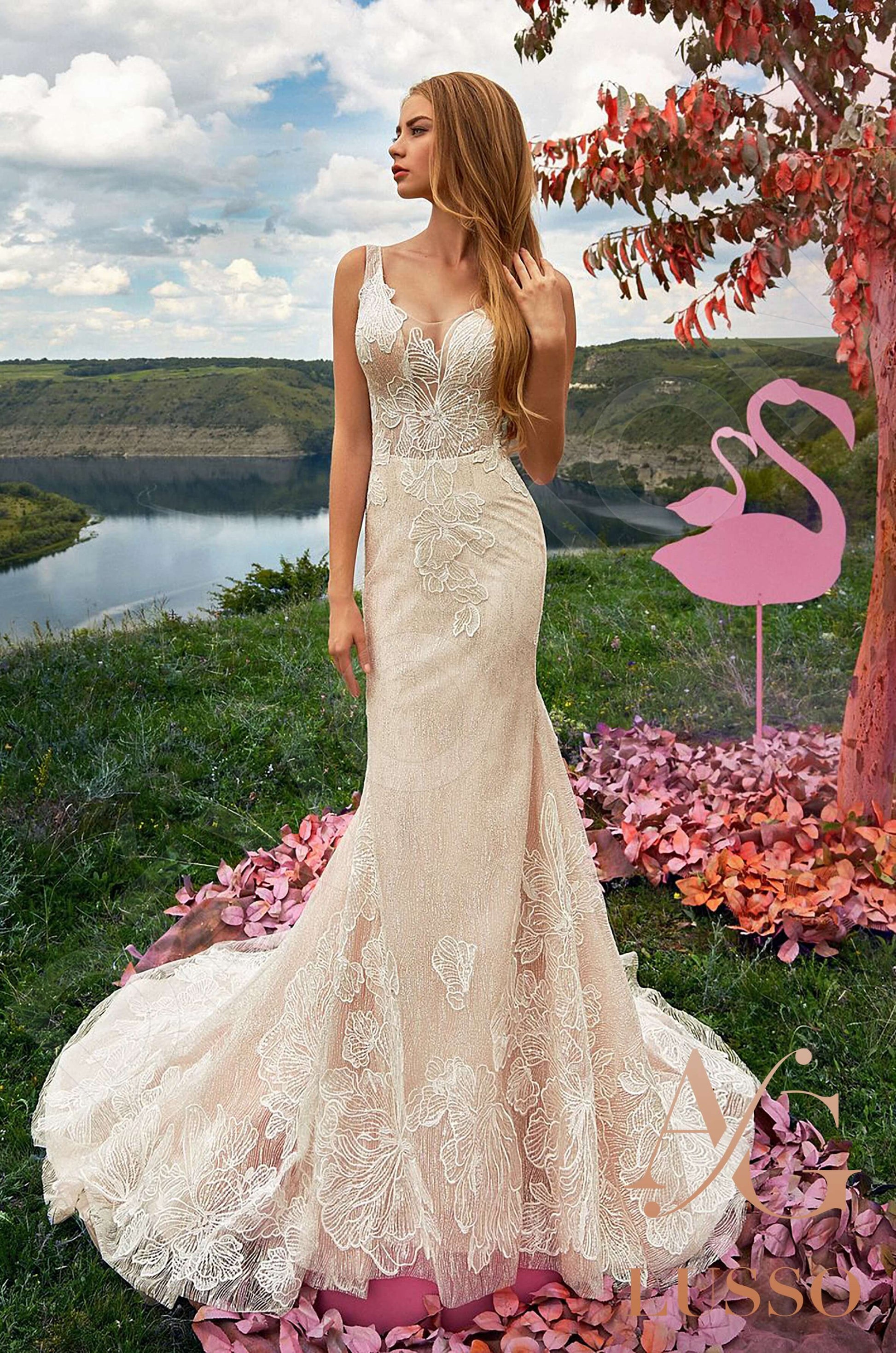 Editte Trumpet/Mermaid Scoop Milk Pearl Wedding dress