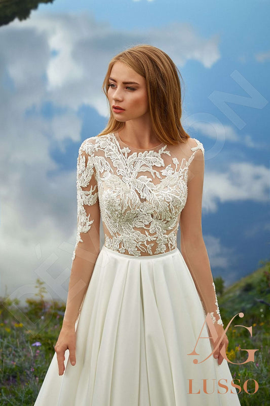 Faila A-line Jewel Milk Wedding dress