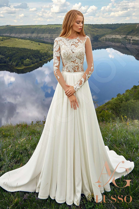 Faila A-line Jewel Milk Wedding dress